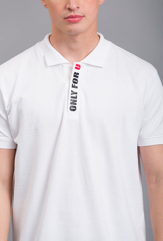 Concealed Placket Polo: Timeless Elegance | White