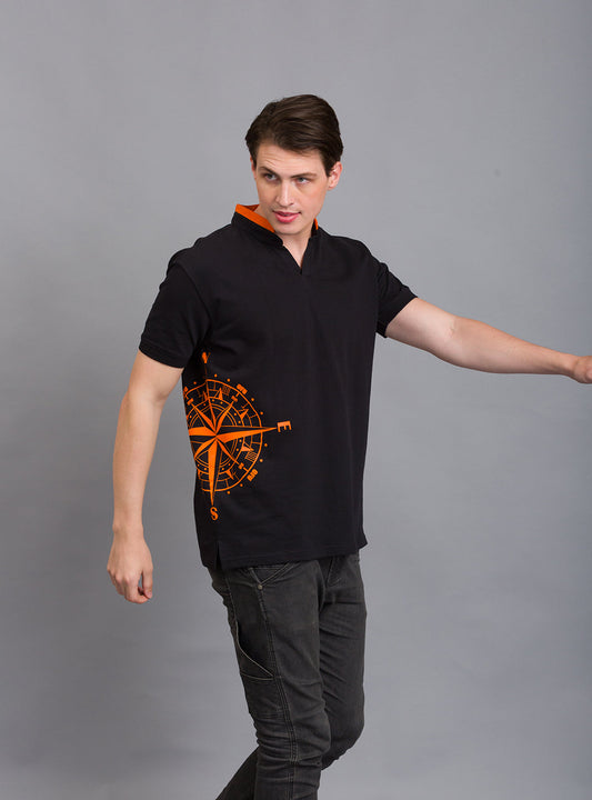 Global Compass Polo: Timeless Elegance | Black
