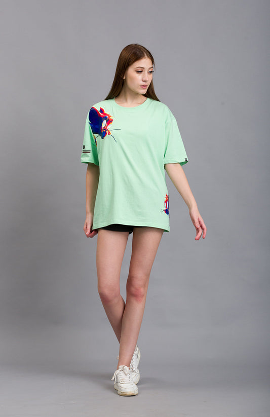 OFU- Cartoon Canvas Oversized Tee | Mint