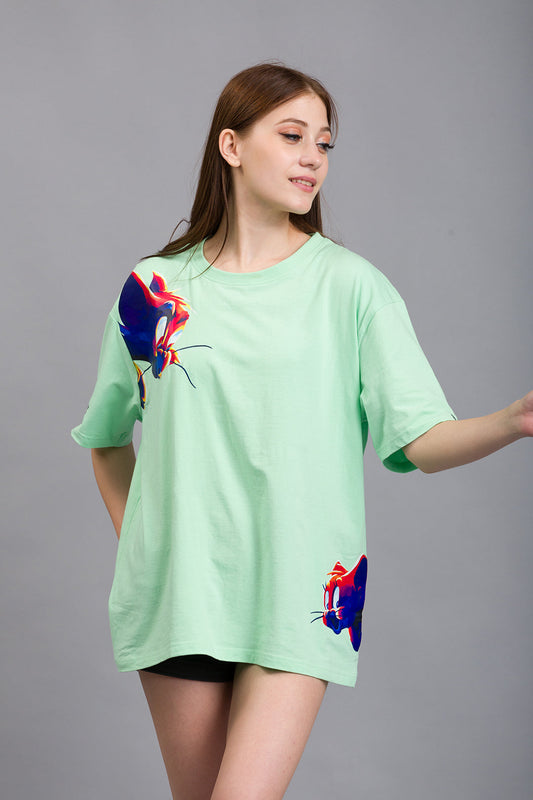 OFU- Cartoon Canvas Oversized Tee | Mint