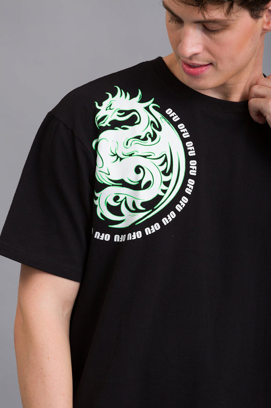 OFU- Dragon Power Oversized Tee | Black