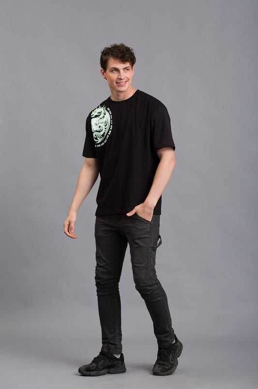 OFU- Dragon Power Oversized Tee | Black