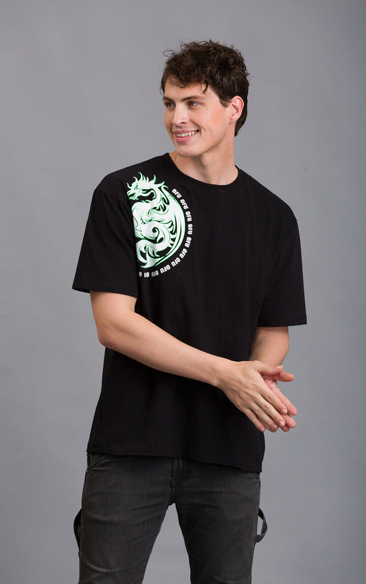 OFU- Dragon Power Oversized Tee | Black