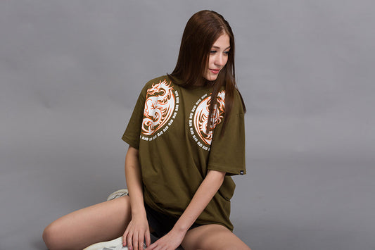 OFU- Dragon Power Oversized Tee | Olive