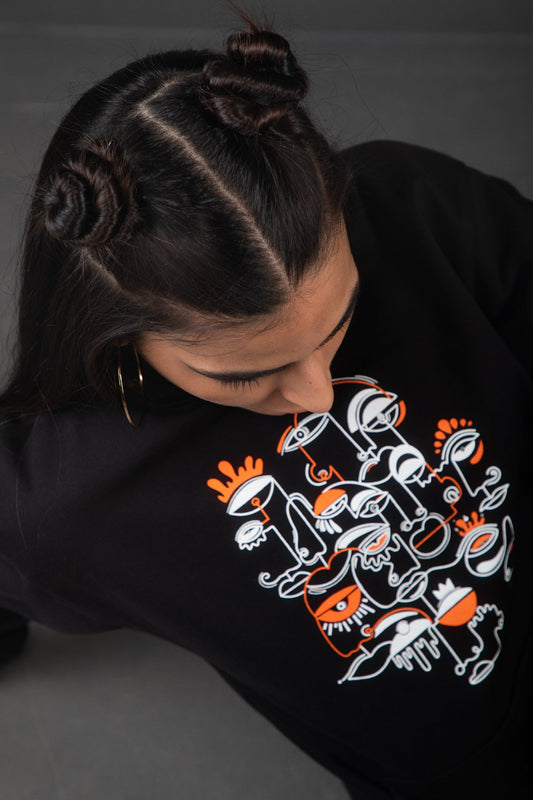 OFU- Wild Fusion T shirt | White OFU- One Liner Art Women - Black