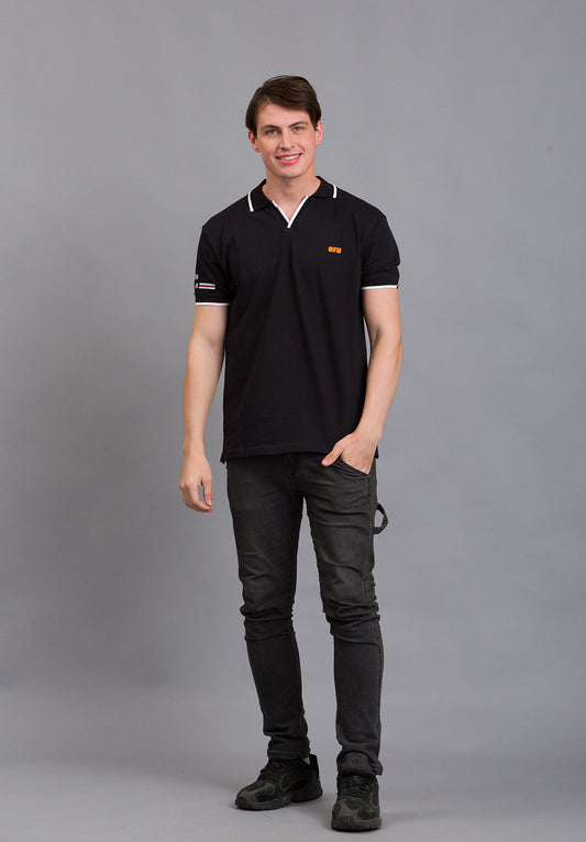 Timeless V-Neck Polo: Chic Comfort | Black