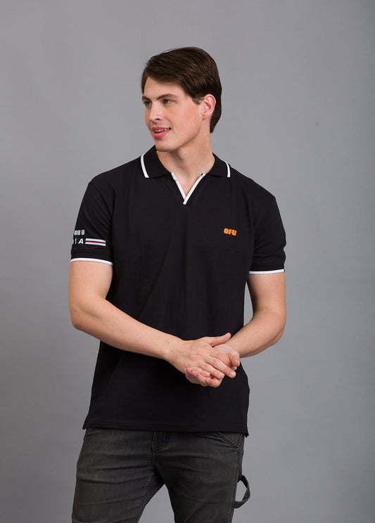 Timeless V-Neck Polo: Chic Comfort | Black Timeless V-Neck Polo: Chic Comfort | Black