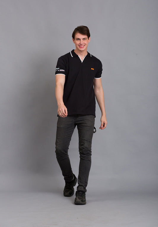 Timeless V-Neck Polo: Chic Comfort | Black