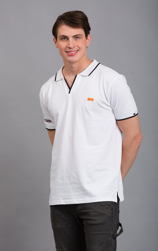 Timeless V-Neck Polo: Chic Comfort | White