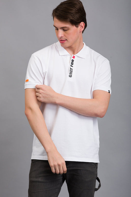 Concealed Placket Polo: Timeless Elegance | White