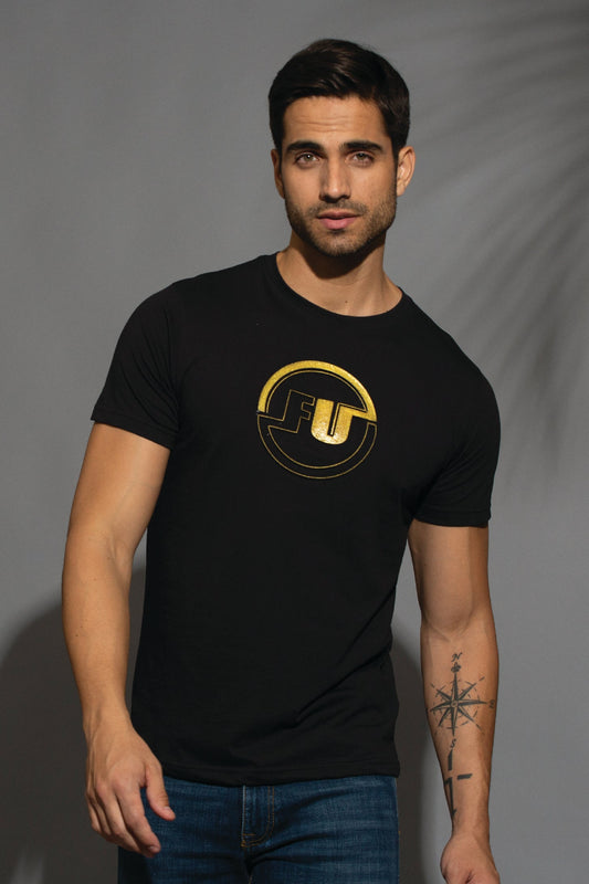 OFU logo embossed T Shirt - Black 